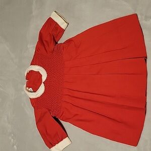Vtg Polly Flinders red smocked dress  Sz T4